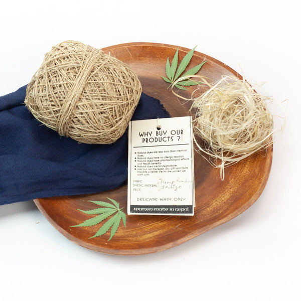 Hempalaya Natural Hemp & Bamboo Scarf – Indigo Root - Dyed