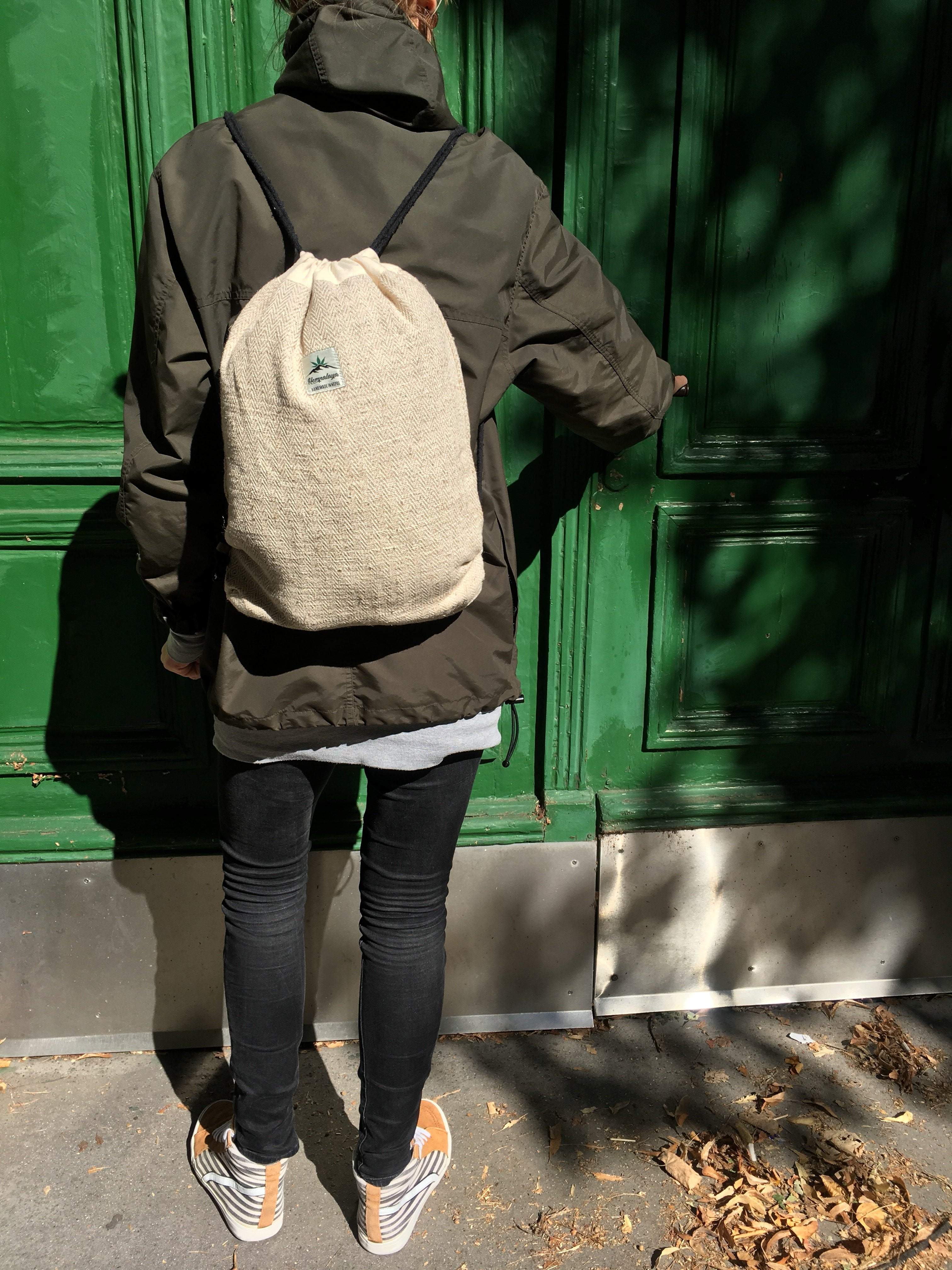 Hemp drawstring bag, natural - Hempalaya