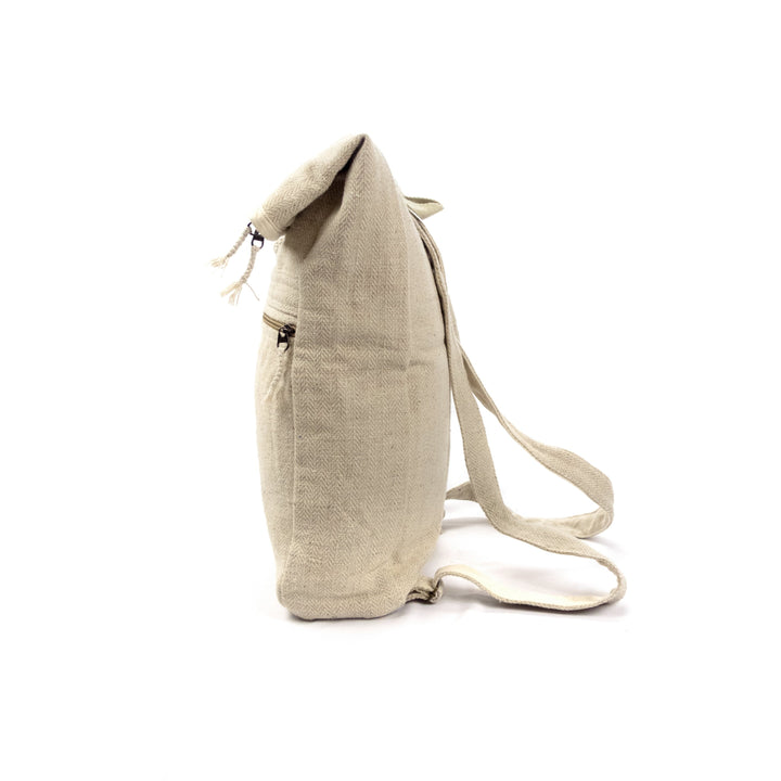 Hemp rolltop backpack, natural - Hempalaya