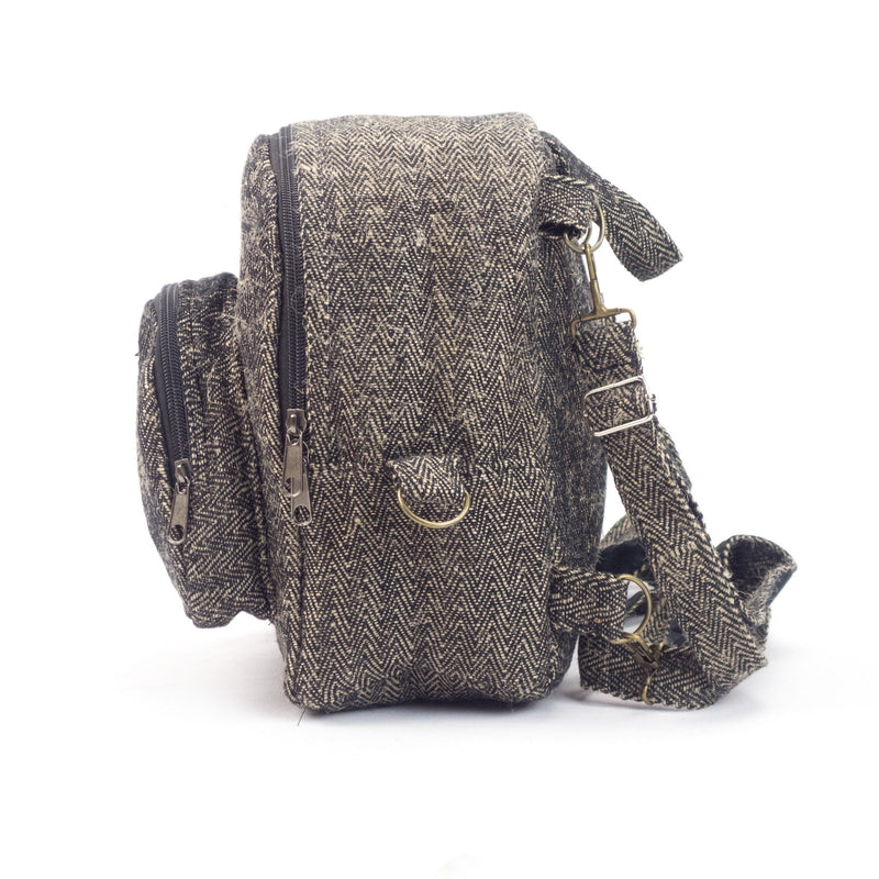 Hemp 2 in 1 mini backpack, black - Hempalaya