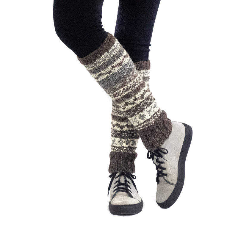 Hand knitted, woolen leg warmers, 100% sheep wool, ethically made, natural