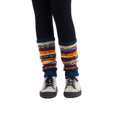 Hand knitted, woolen leg warmers, 100% sheep wool, ethically made, petrol
