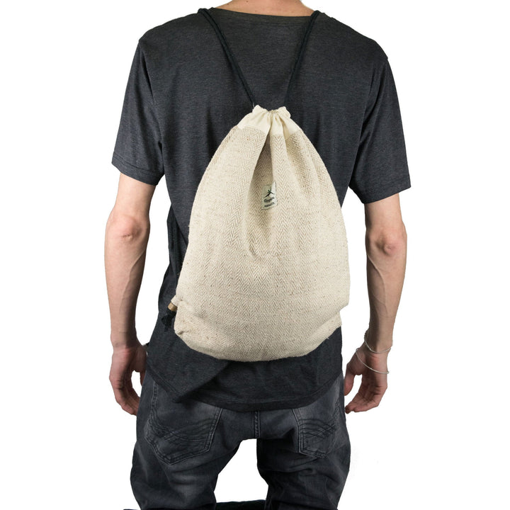 Hemp drawstring bag, natural - Hempalaya